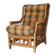 Vintage armchair in bamboo and rattan with a tartan pattern.