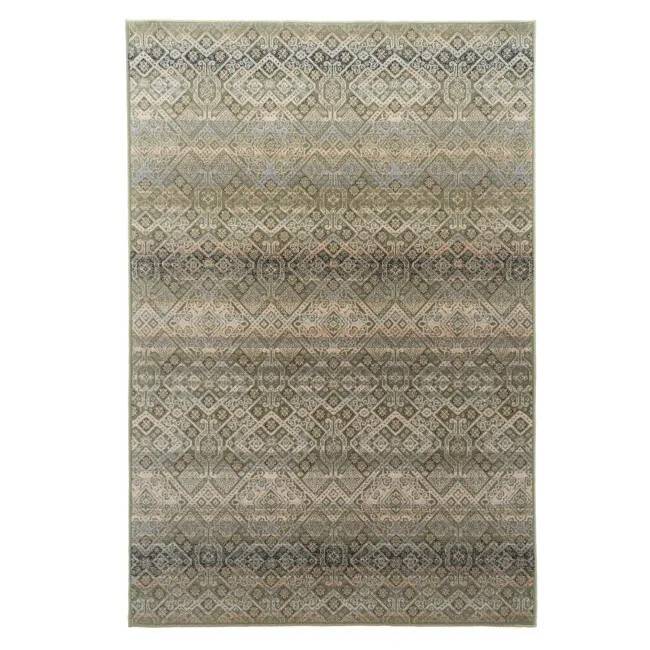 Oriental rug in green and beige wool