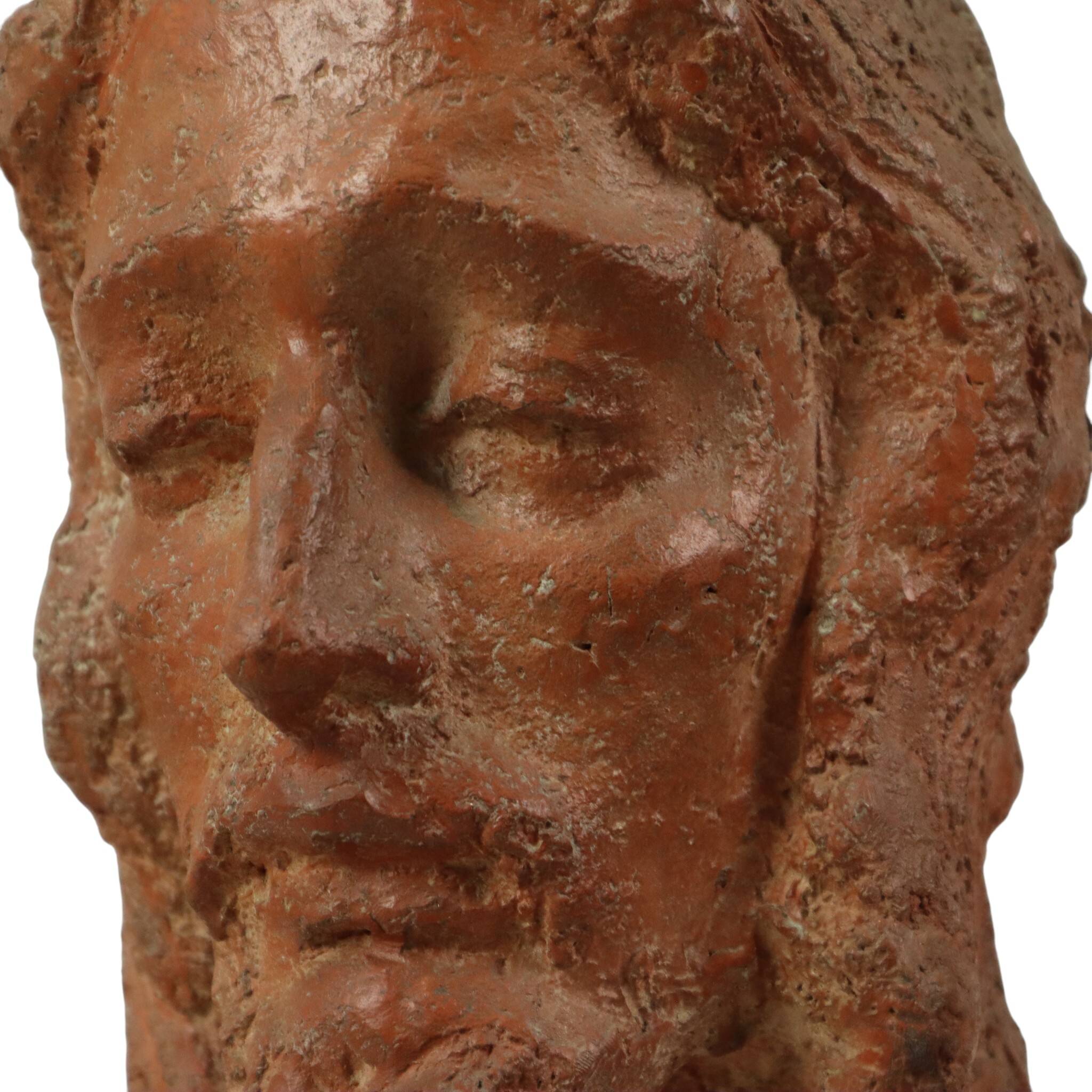 Old Abstract Terracotta Bust of Christ Life Size