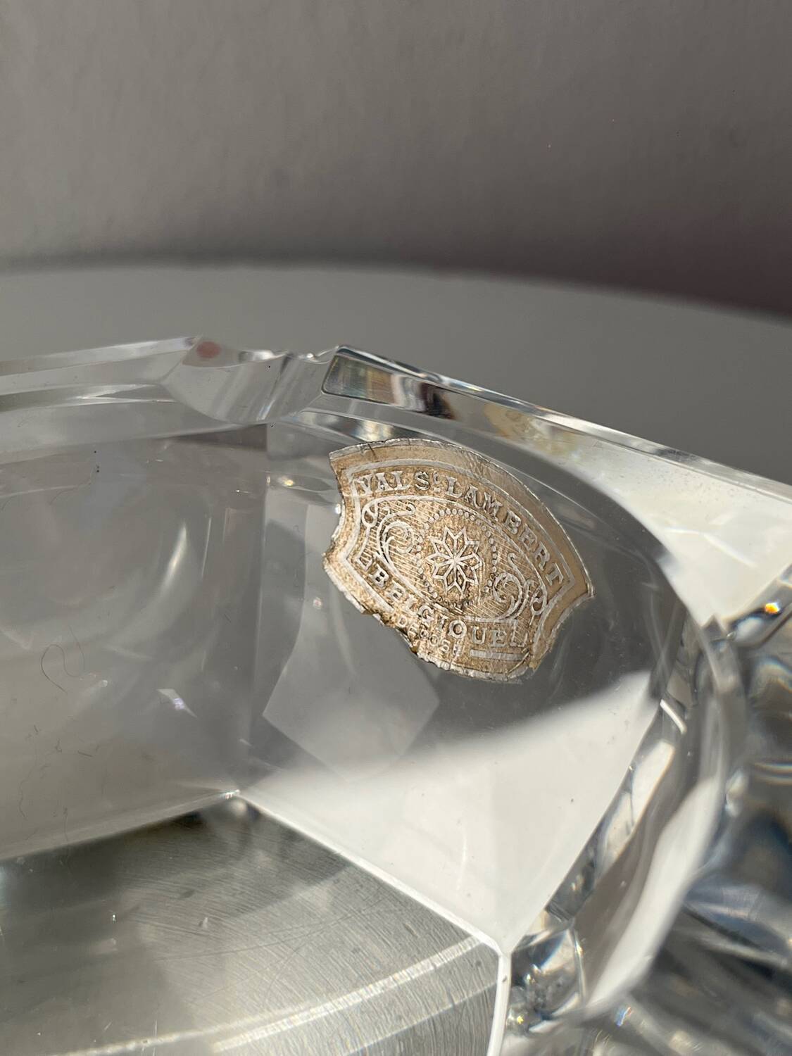 Val Saint Lambert crystal ashtray / pocket emptier
