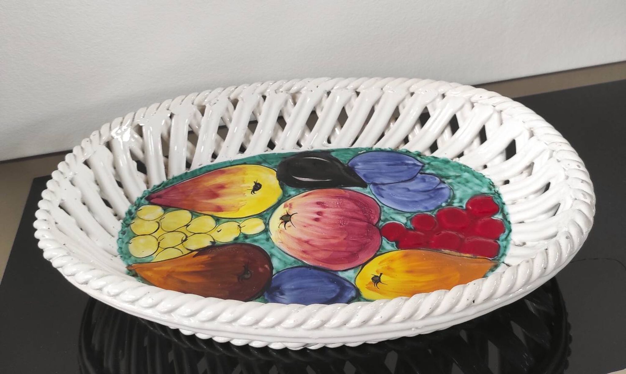 Plat à fruits "Intrecciata"vintage - céramique italienne
