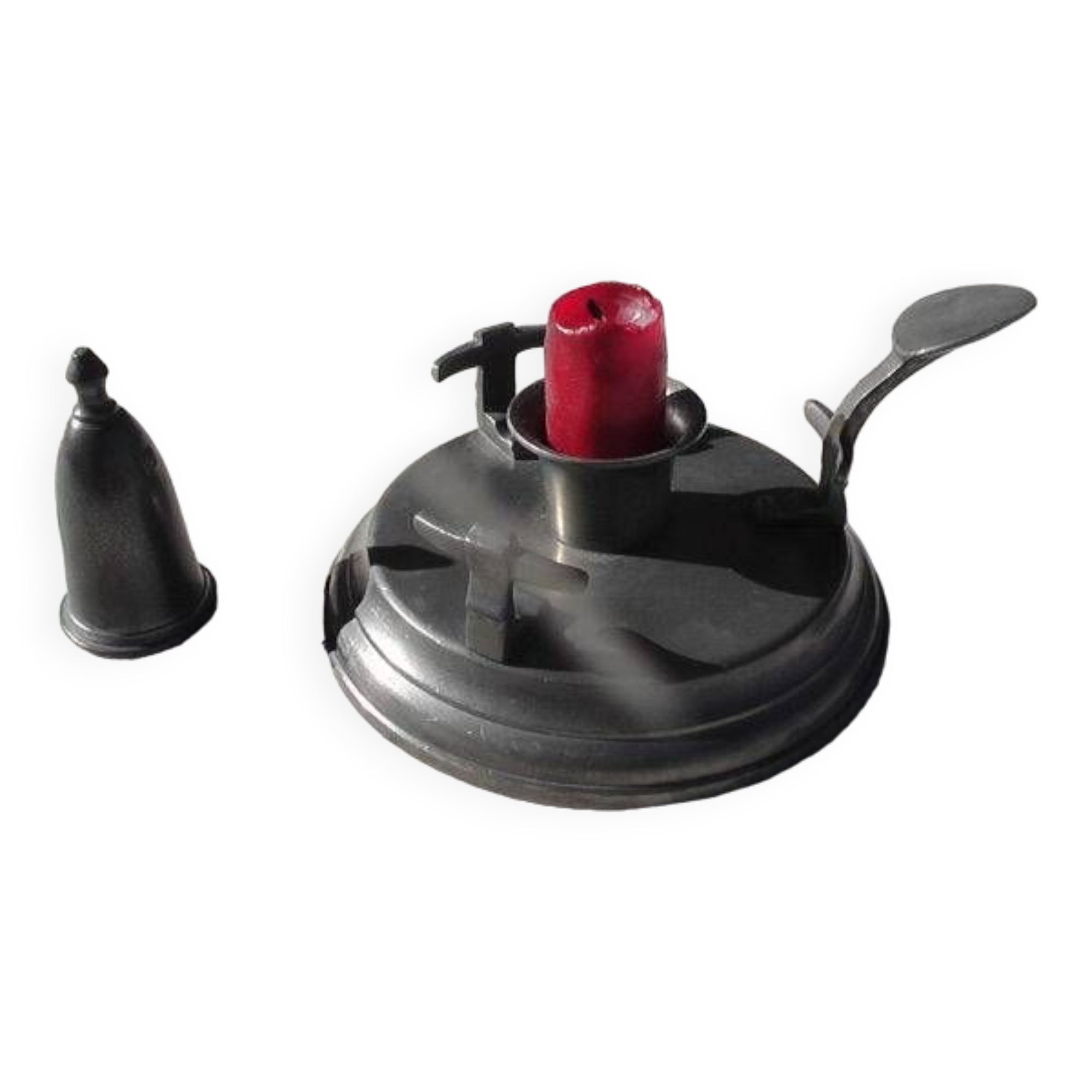Pewter cellar rat candle holder