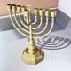 Vintage Candelabras 9 Branch Menorah Jewish Judaica Golden Candle Holders Brass