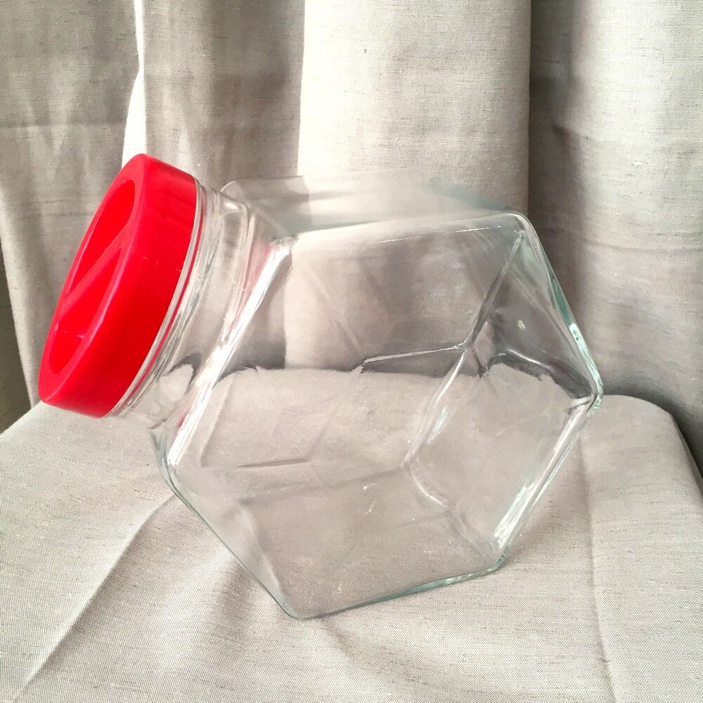 Glass candy jar red lid borgonovo italy