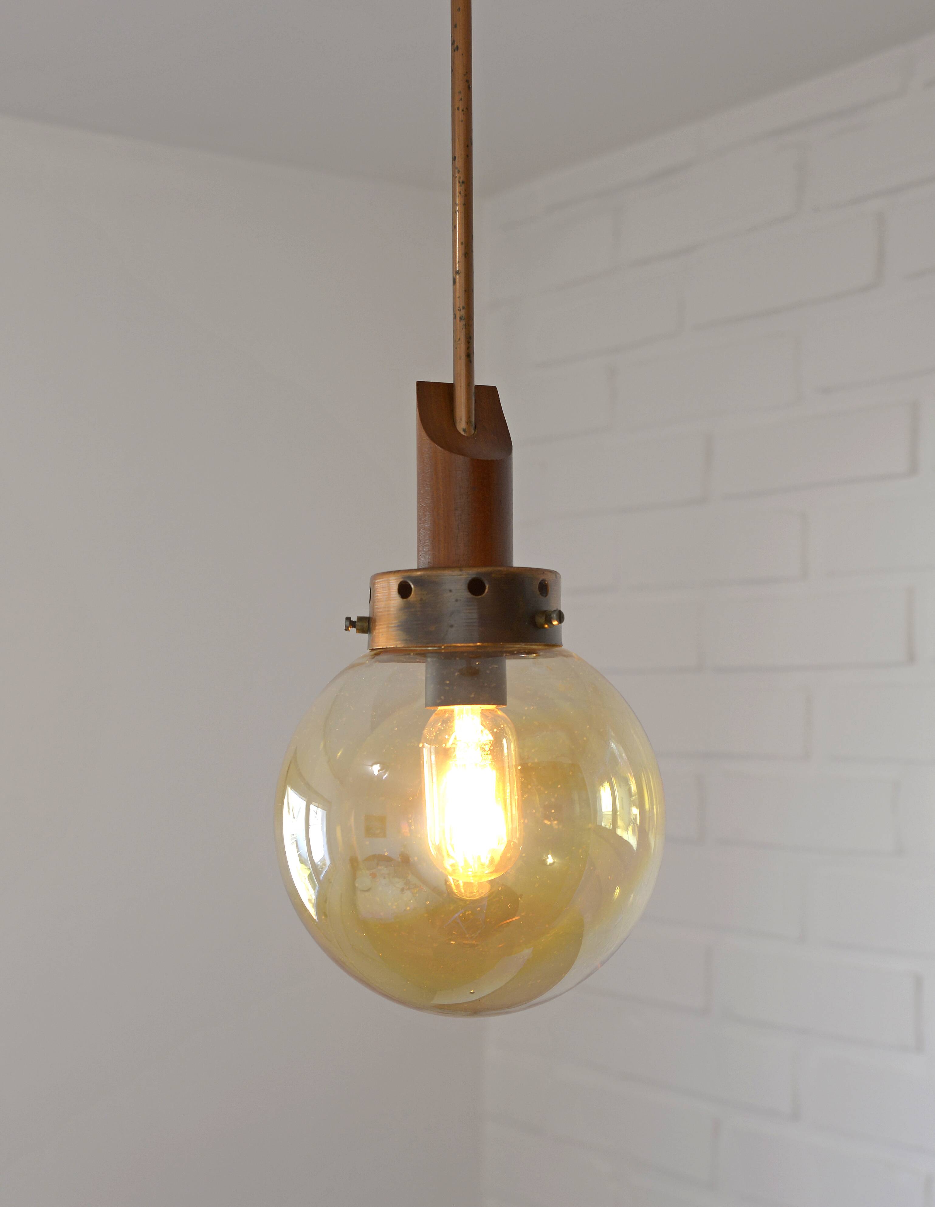 Vintage pendant light set of 2 rustic copper hanging lamps Yugoslavia 1970