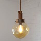 Vintage pendant light set of 2 rustic copper hanging lamps Yugoslavia 1970