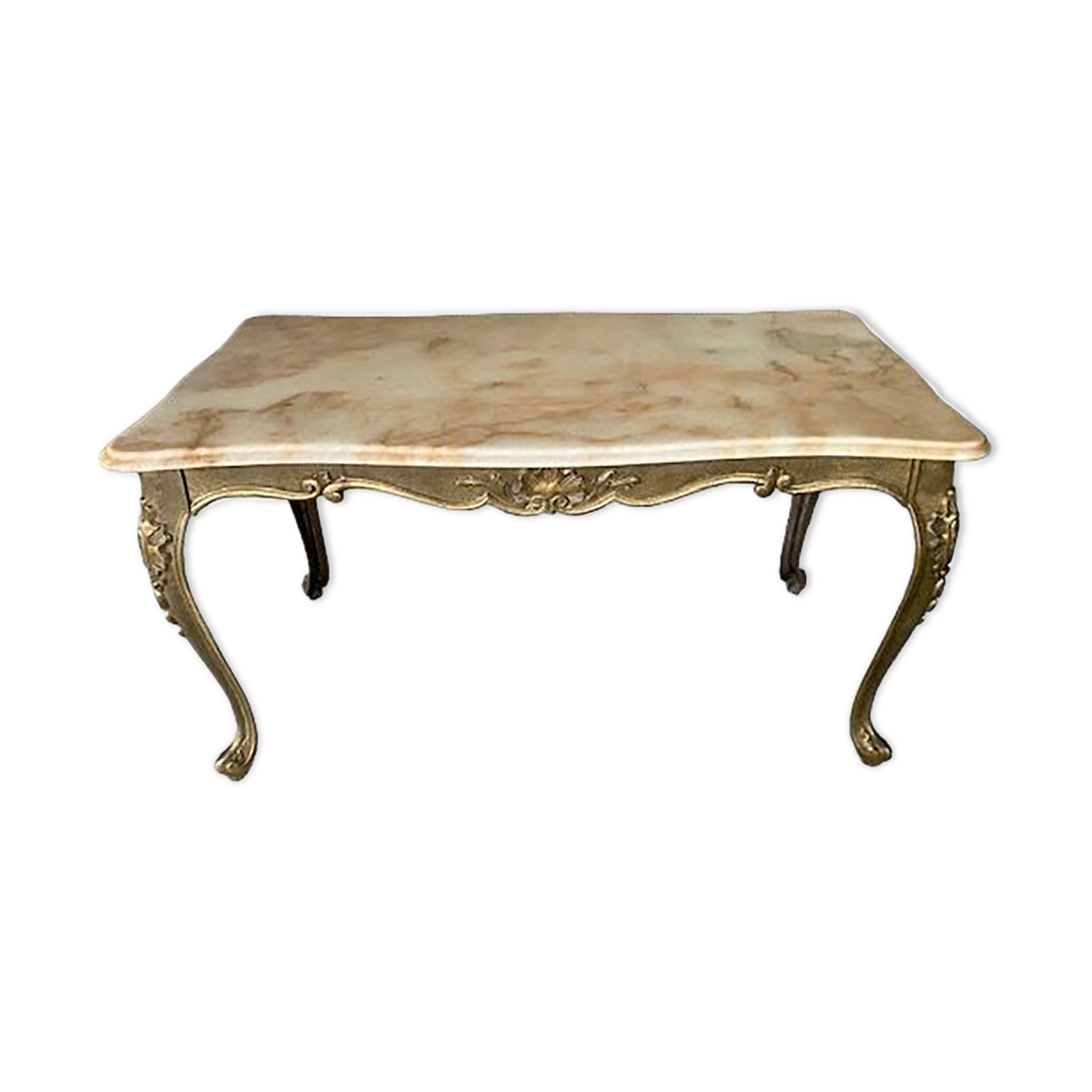 Onyx coffee table base vintage brass 1950