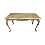 Onyx coffee table base vintage brass 1950