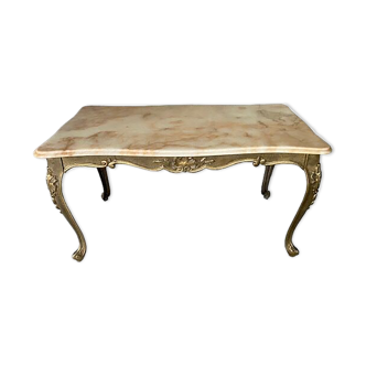 Onyx coffee table base vintage brass 1950