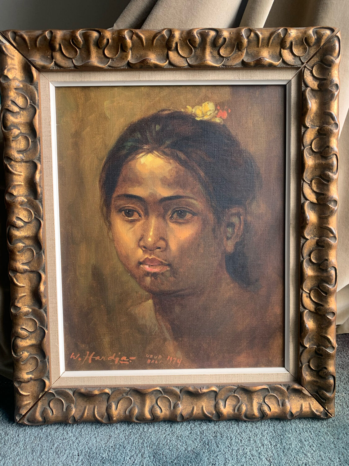 Oil on canvas portrait Balinese girl , Vietnam