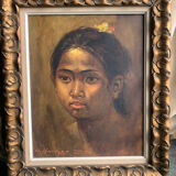 Oil on canvas portrait Balinese girl , Vietnam