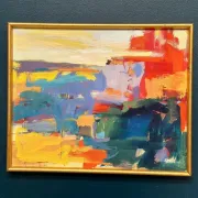 Original Oil on Canvas – “Abstract” by Ubaid Syed – Signed – Vintage & Framed – 53 × 43 cm (20.9" × 16.9")