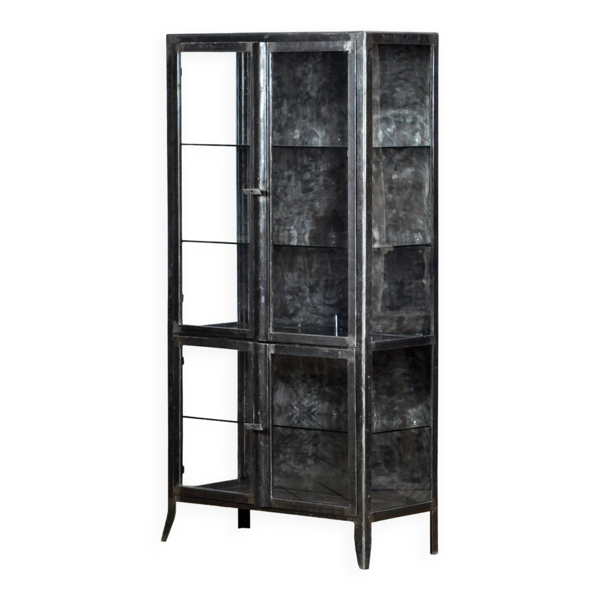Armoire médicale vintage en verre et en fer, années 1950