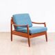 Fauteuil Teak années 60 Bleu