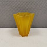 Yellow glass vase from German Walther glass estimated 1970-80s.
