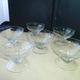 Set of 6 low glass champagne glasses ground decoration. 50s