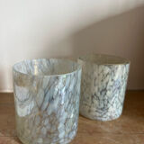 Set of two designer glass candle holders
