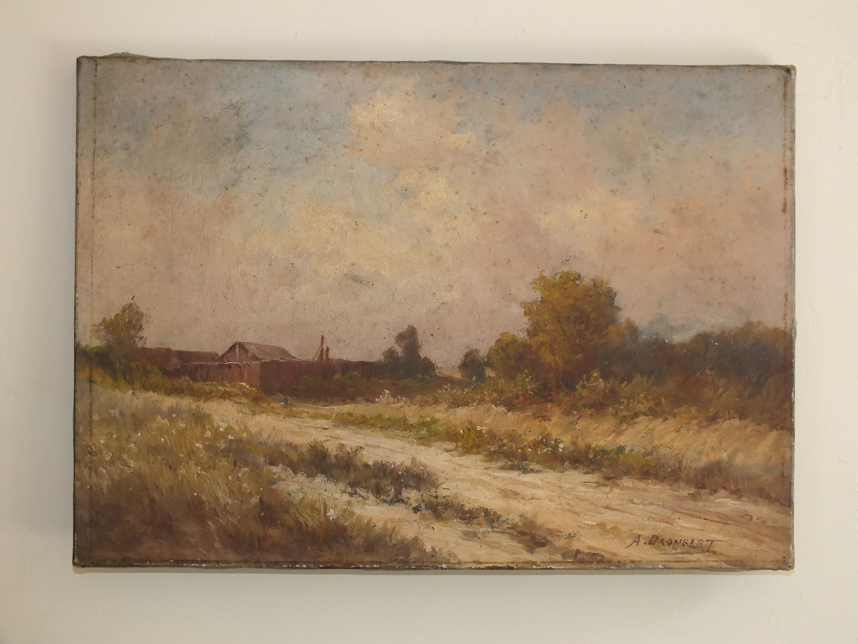 Alexandre Dronsart (1890-1953) landscape painting Chemin de bord de ferme