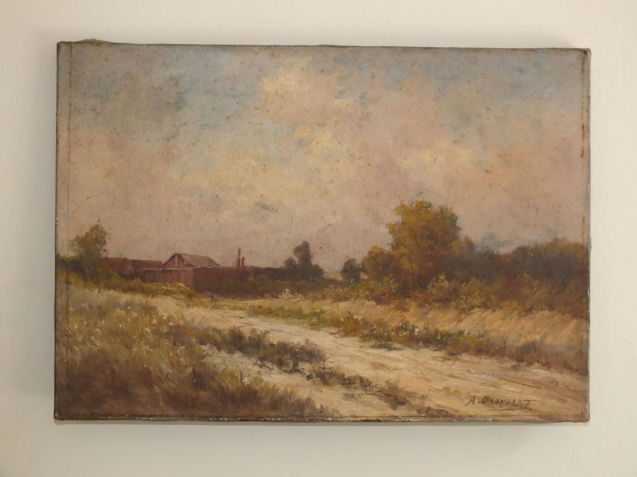Alexandre Dronsart (1890-1953) landscape painting Chemin de bord de ferme