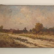 Alexandre Dronsart (1890-1953) landscape painting Chemin de bord de ferme