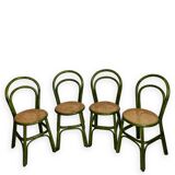 Green rattan wood chairs 1970s
