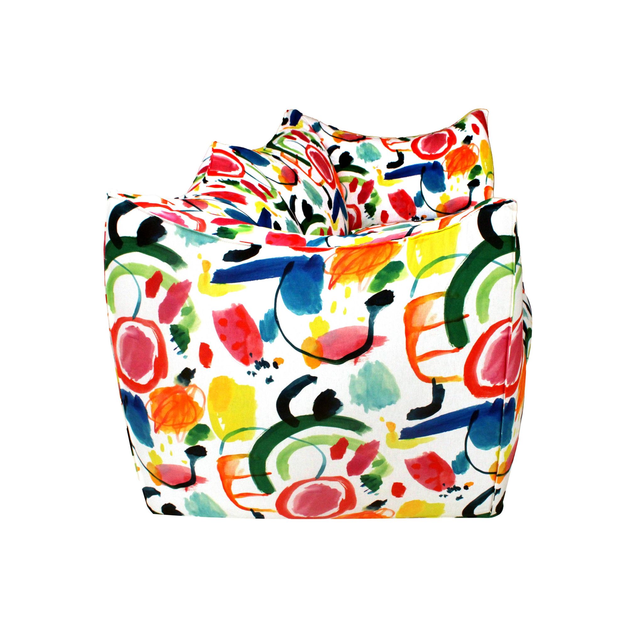 Sofa Bibambola conçu par Mario Bellini, revêtu de tissu Arty coloré.