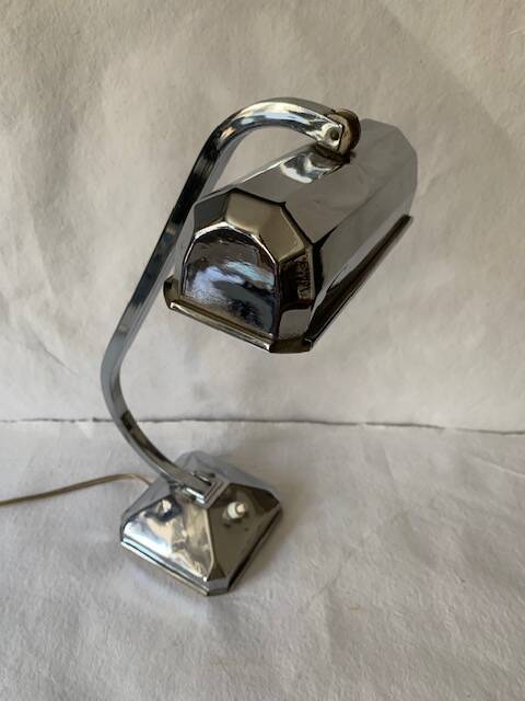 Art deco desk lamp in chrome metal, 1920
