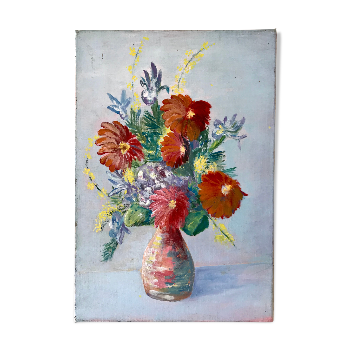 Old painting / oil on canvas bouquet of flowers