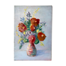 Tableau ancien / huile sur toile bouquet de fleurs