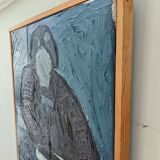 Mid 20th Century "Lady With Bowl" Swedish Figurative Portrait Oil Painting, Framed