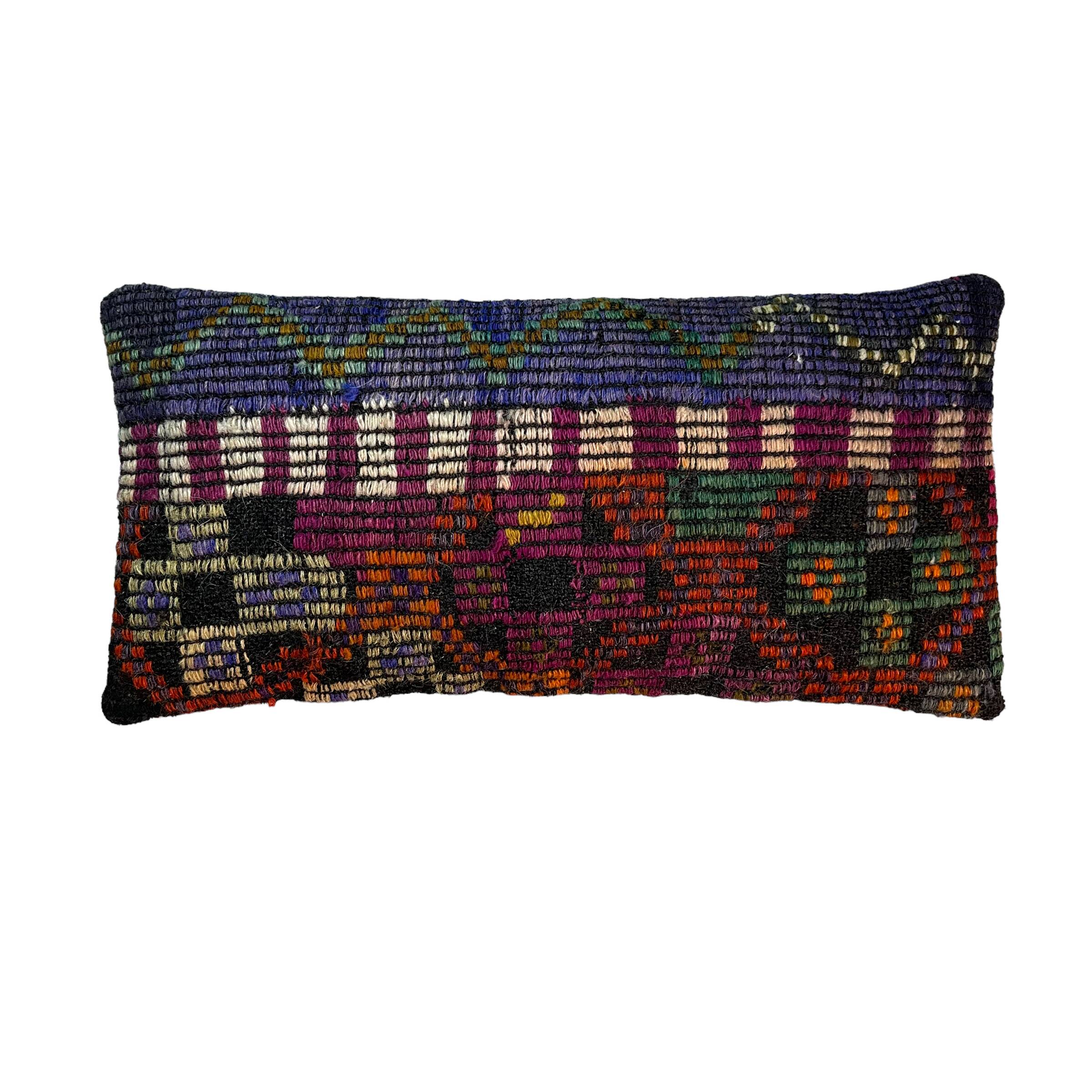 Vintage turkish kilim cushion cover , 30 x 60 cm
