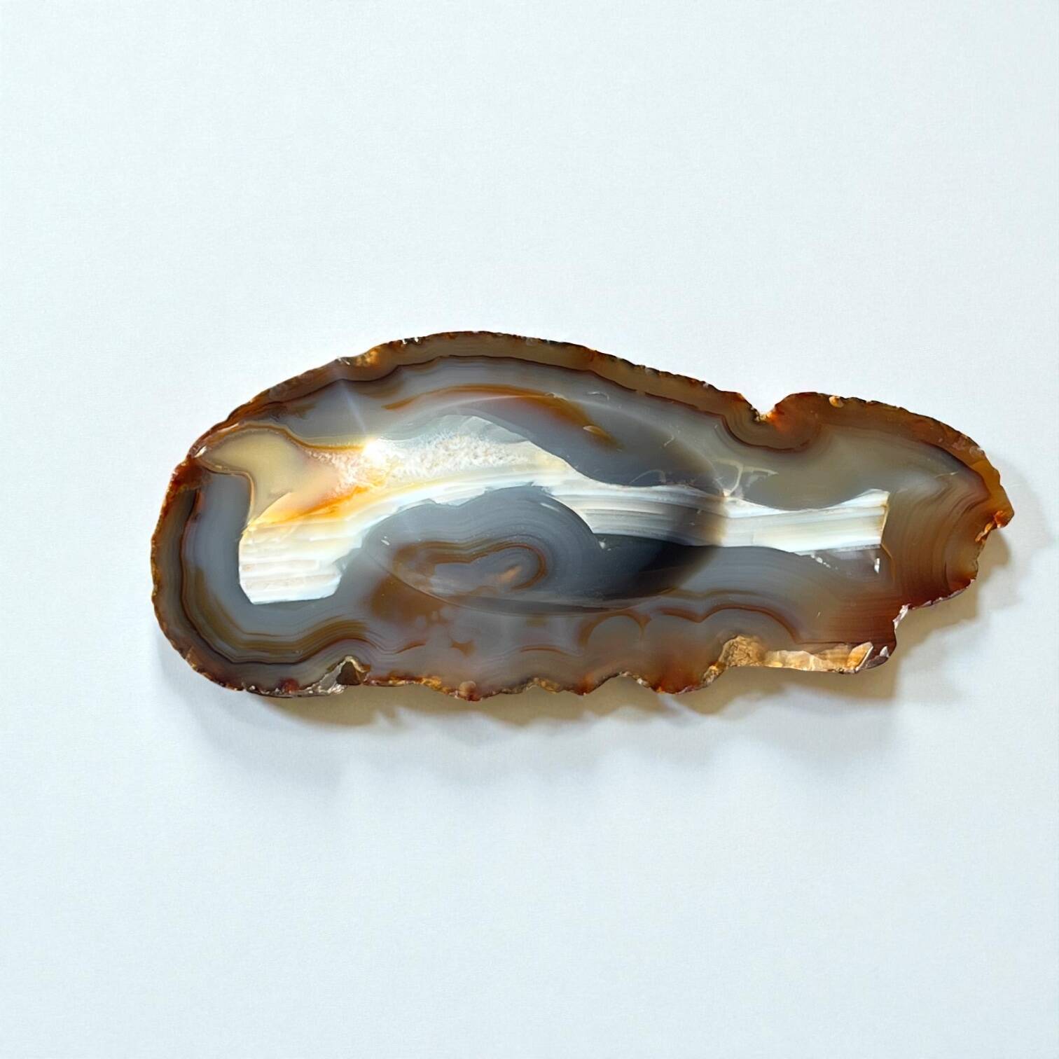Vintage blue brown agate slice tray agate ashtray 1960