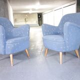 Set sofa and 2 armchairs vintage 50/60s organic fabrics vintage original