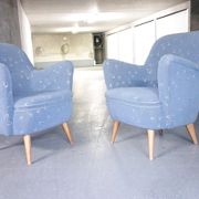 Set sofa and 2 armchairs vintage 50/60s organic fabrics vintage original