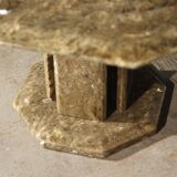 Octagonal post-modernist lounge table in marble beaded massive green quartz, Italy 1970s