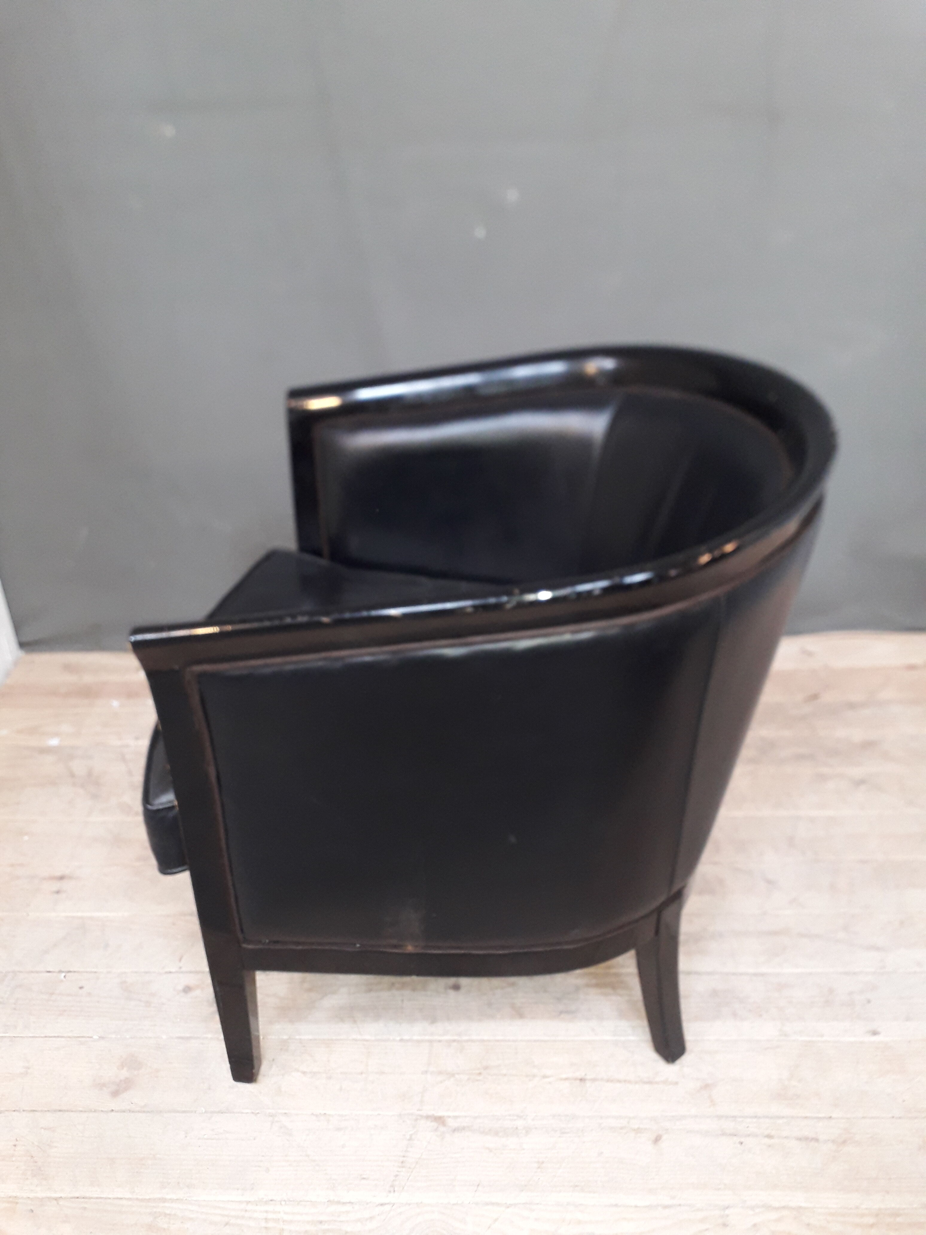 Modern black leather armchair