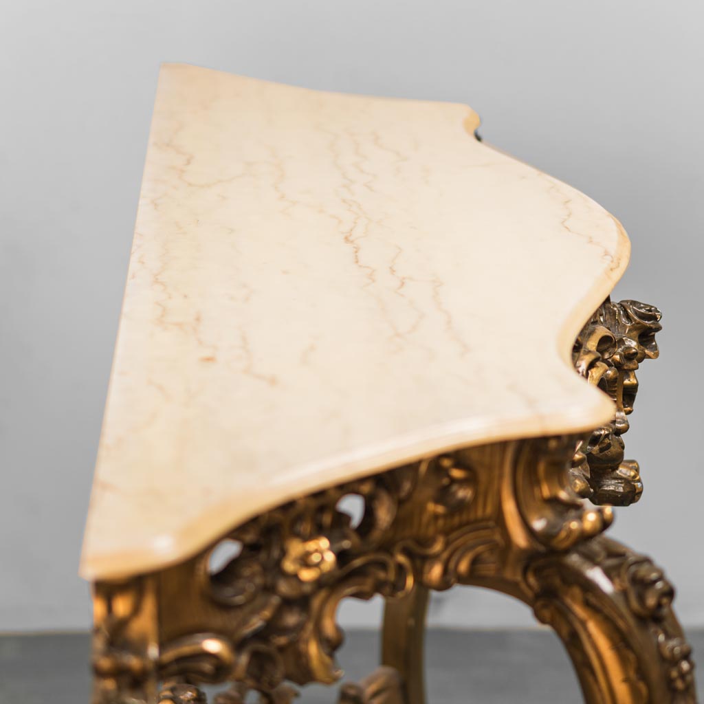 Console marble leaf gold 50