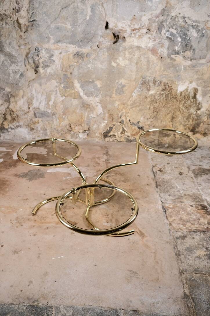 Modular brass coffee table, Morex, Italy, 1970