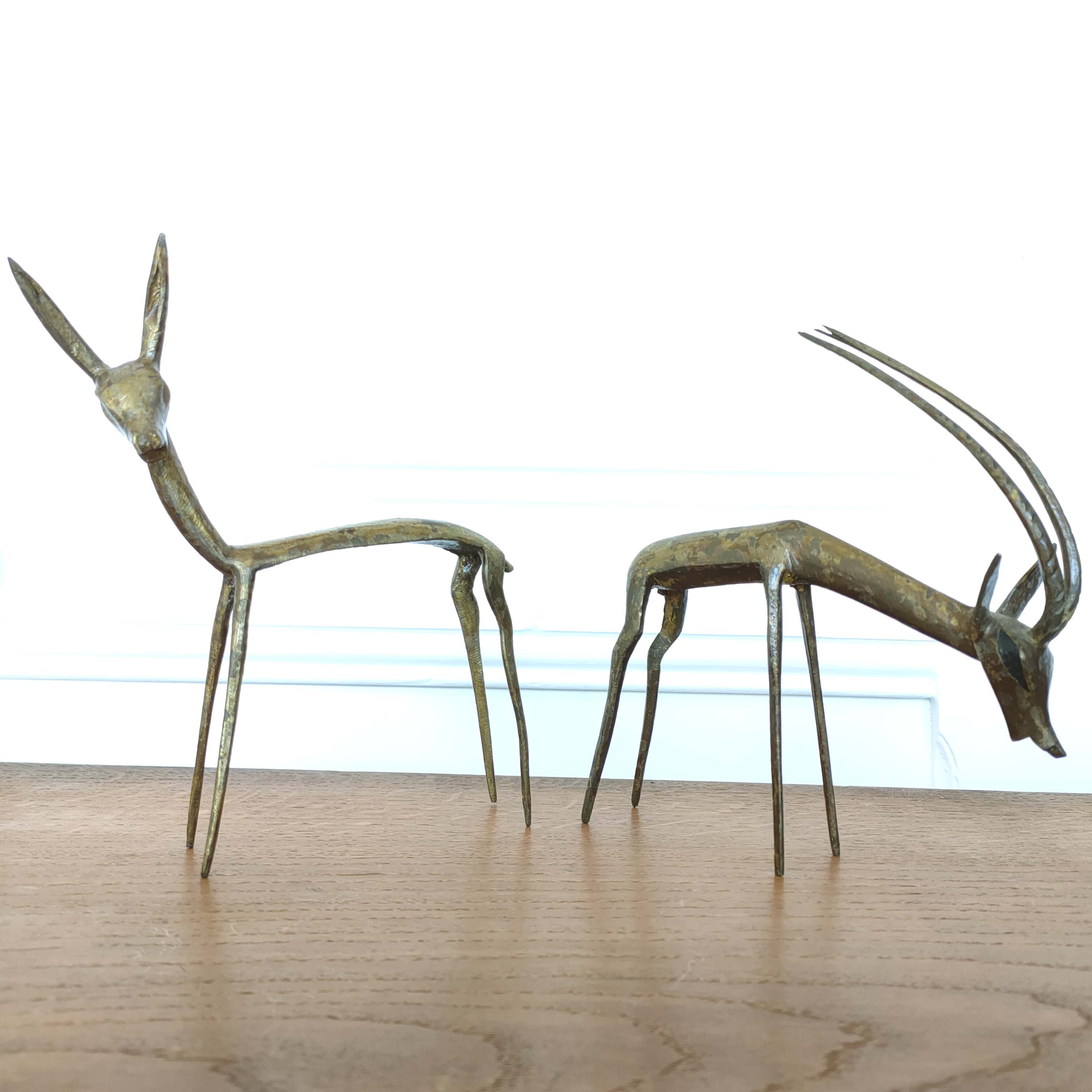Brass gazelle couple