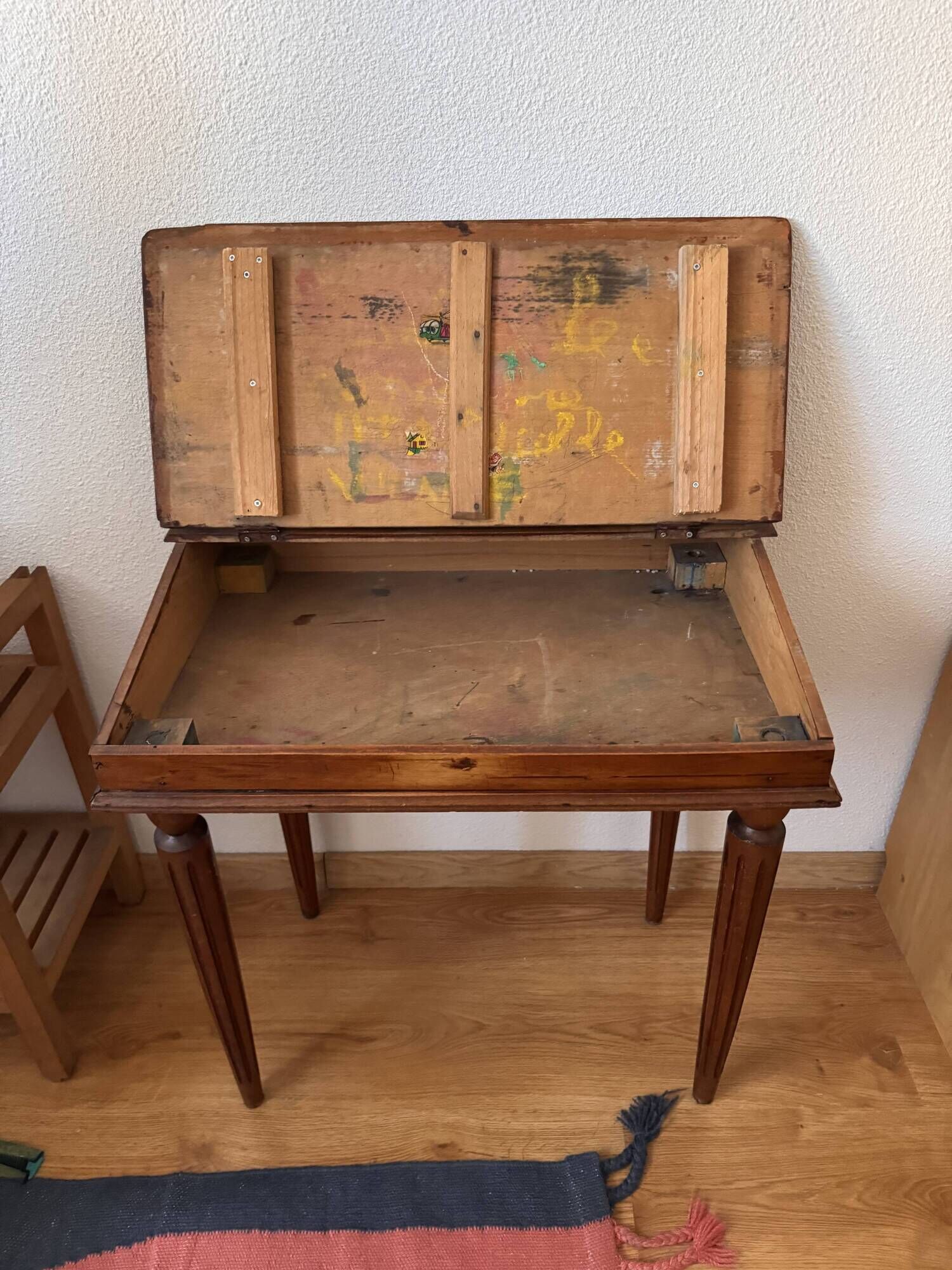 Vintage wooden children's secretary desk – cherry decor