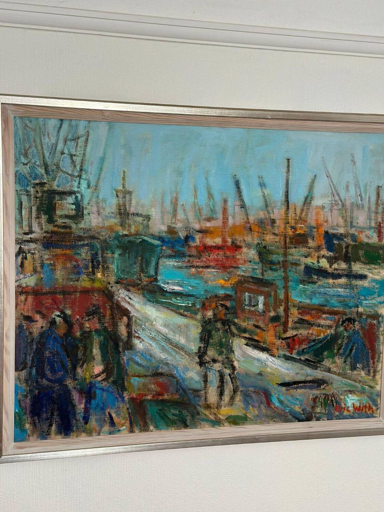 Huile sur toile suédoise – « Port de Göteborg » par Eric With