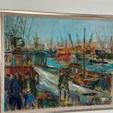 Swedish Oil on Canvas – “Port of Gothenburg” by Eric With
