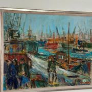 Huile sur toile suédoise – « Port de Göteborg » par Eric With