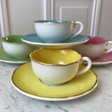 Lot de 4 tasses Digoin Sarreguemines pastel années 50-60