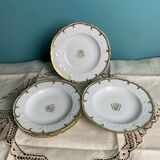 4 deep plates from Limoges with the PJC gold monogram.