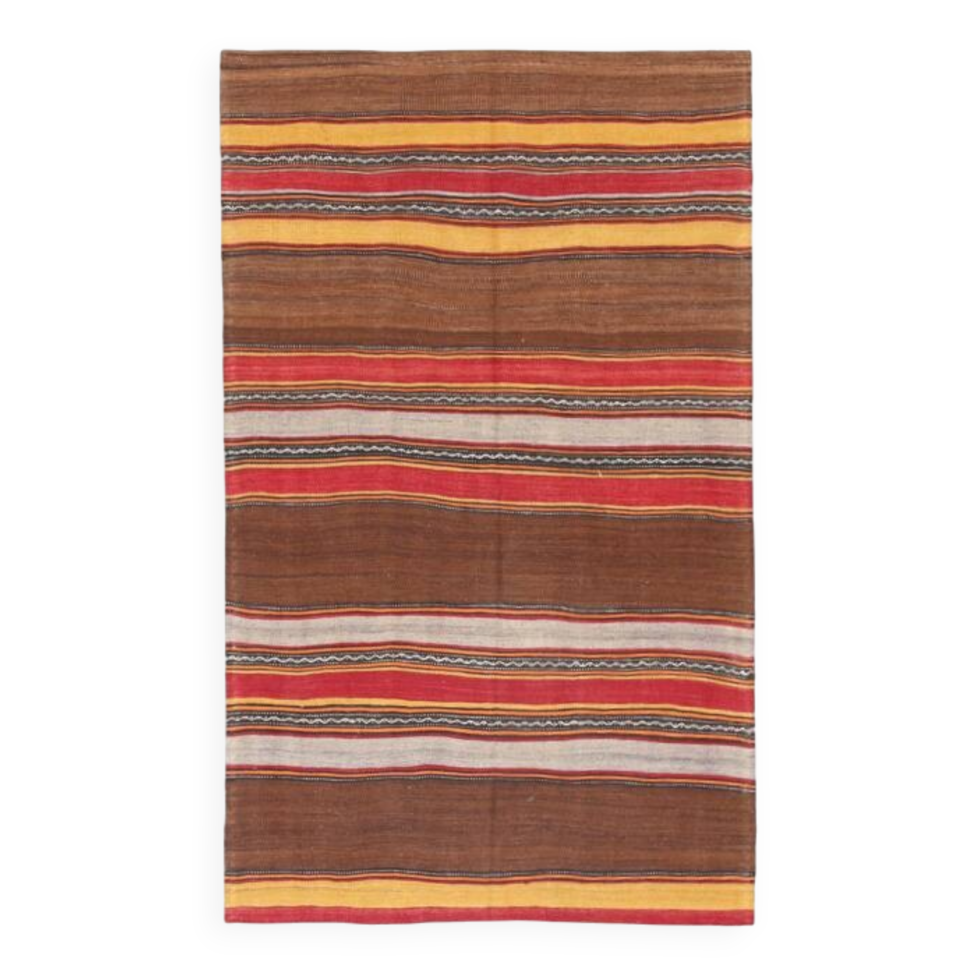 5x7 Traditional Oriental Carpet, Grey & Red Wool Kilim Rug, 135x219