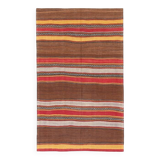 5x7 Traditional Oriental Carpet, Grey & Red Wool Kilim Rug, 135x219