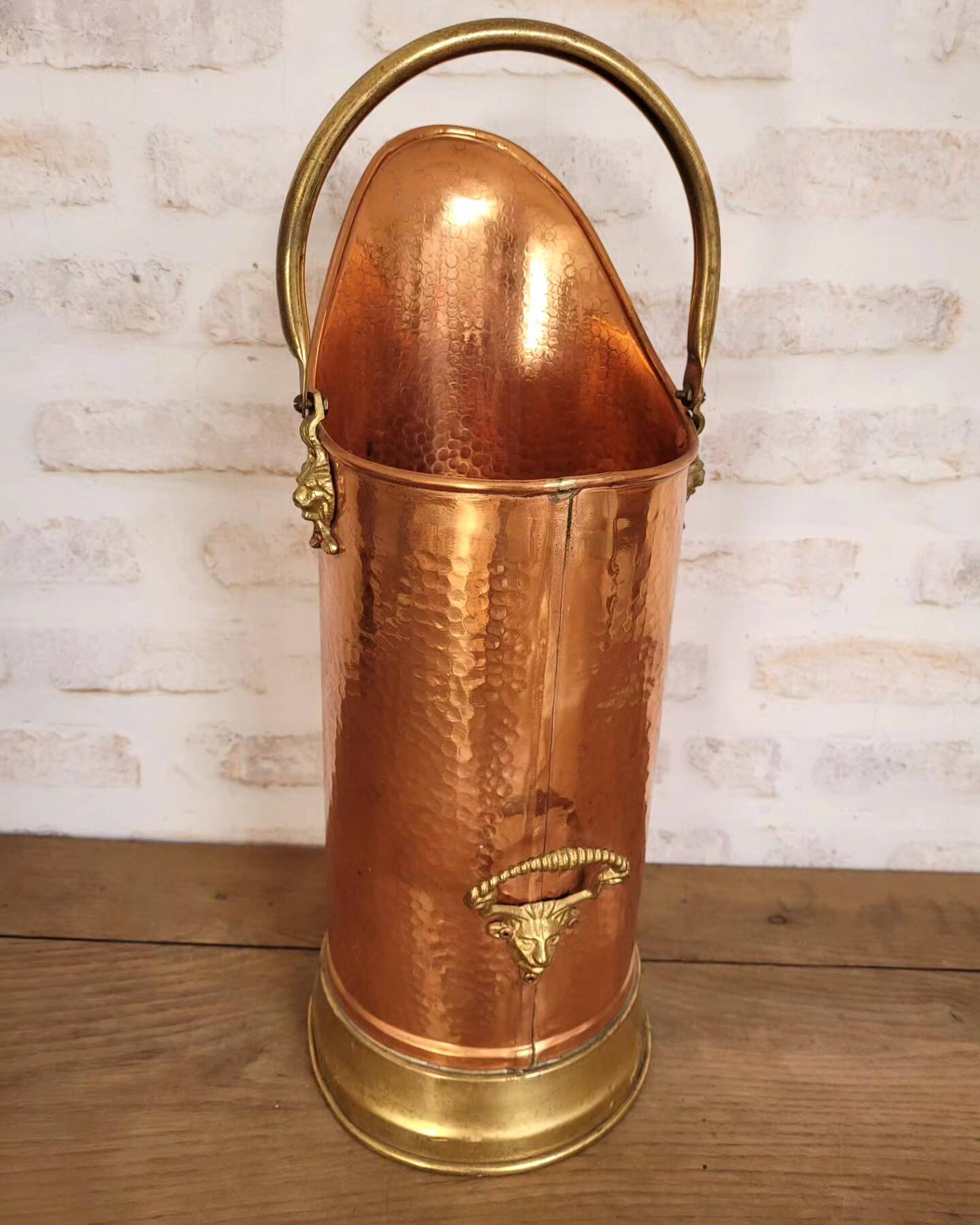 Old copper coal bucket