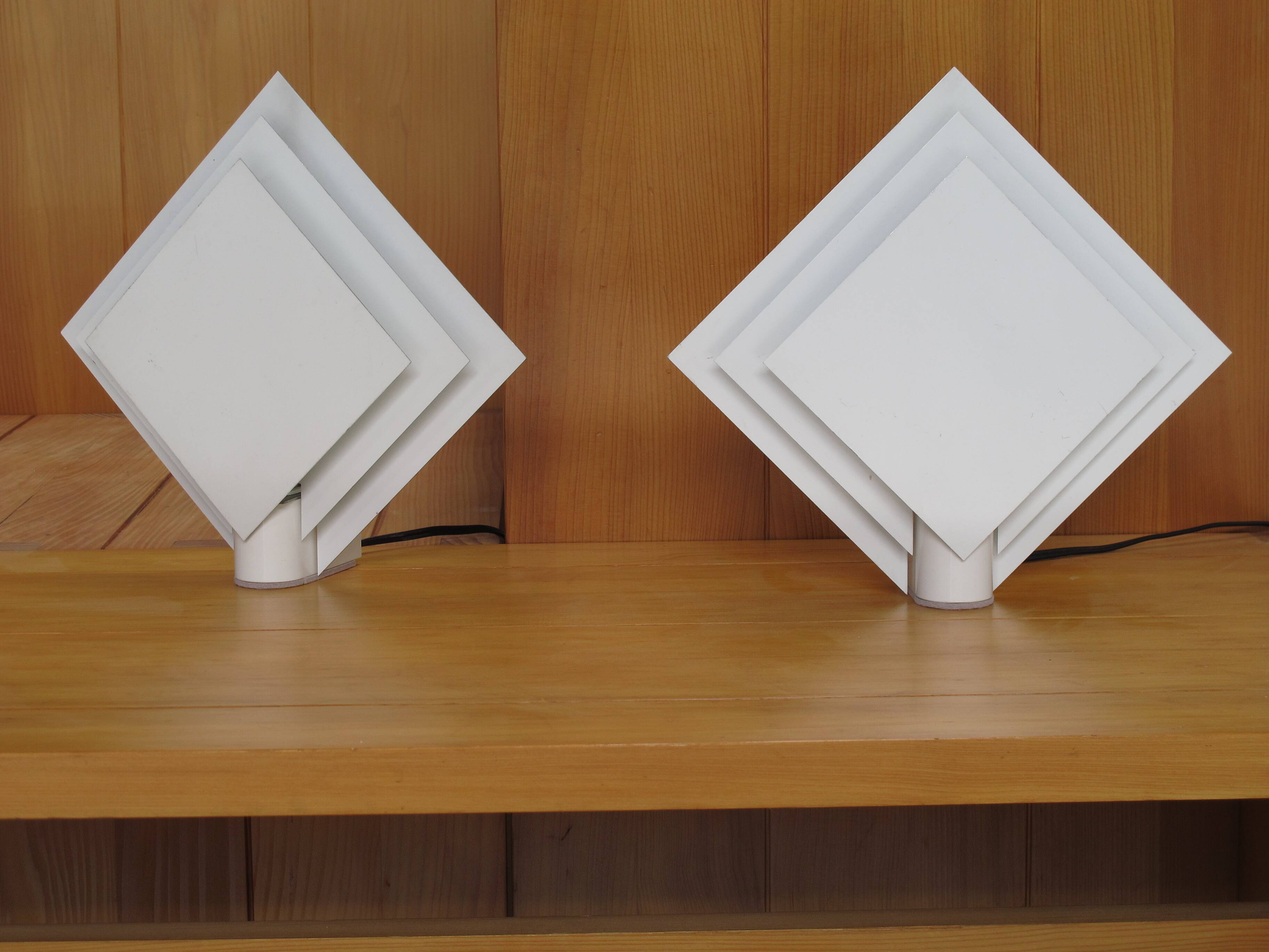 Pair of Lumiance bedside lamps or wall lights in lacquered sheet metal