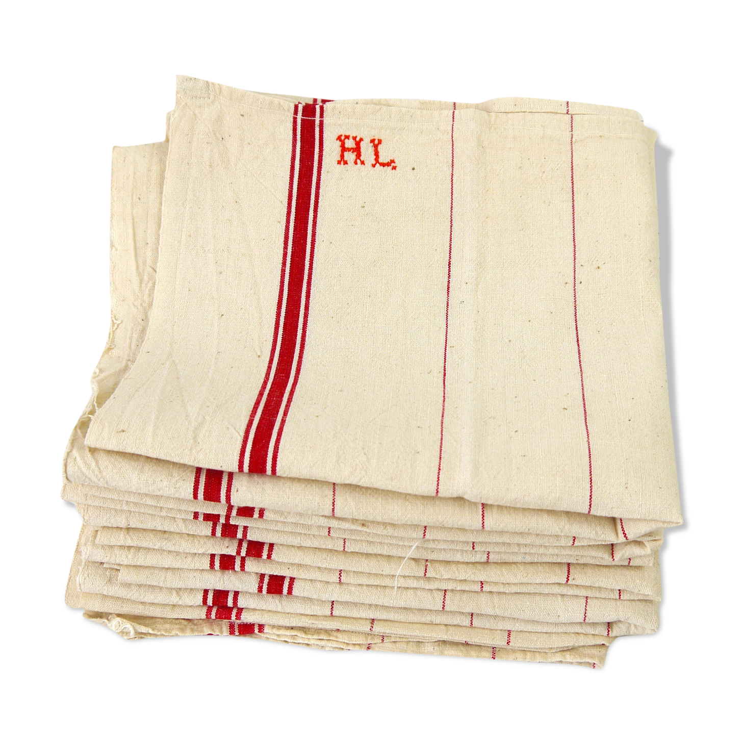 Lot of 6 large red striped towels